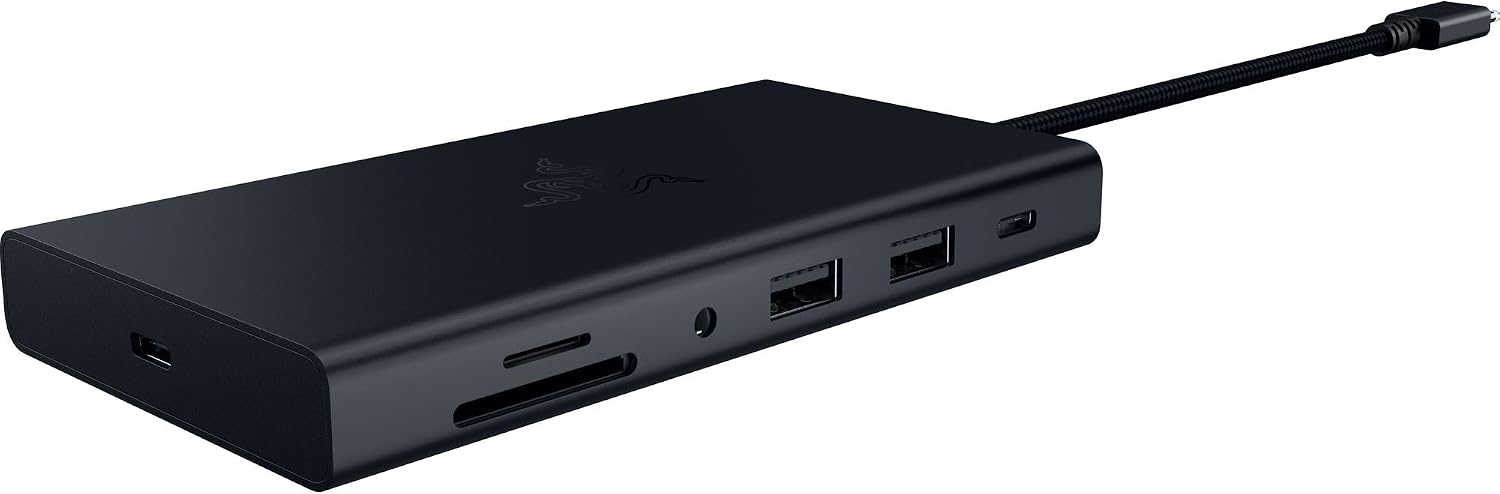 Razer USB C Dock: 11-in-1 Portable USB-C Travel Hub, 4K 60Hz HDMI, Ethernet, Card Reader, USB-C & USB-A, 3.5mm Audio,85W PD Charging for Laptop & Tablet, Durable All-Metal Build, PC & Mac - Black