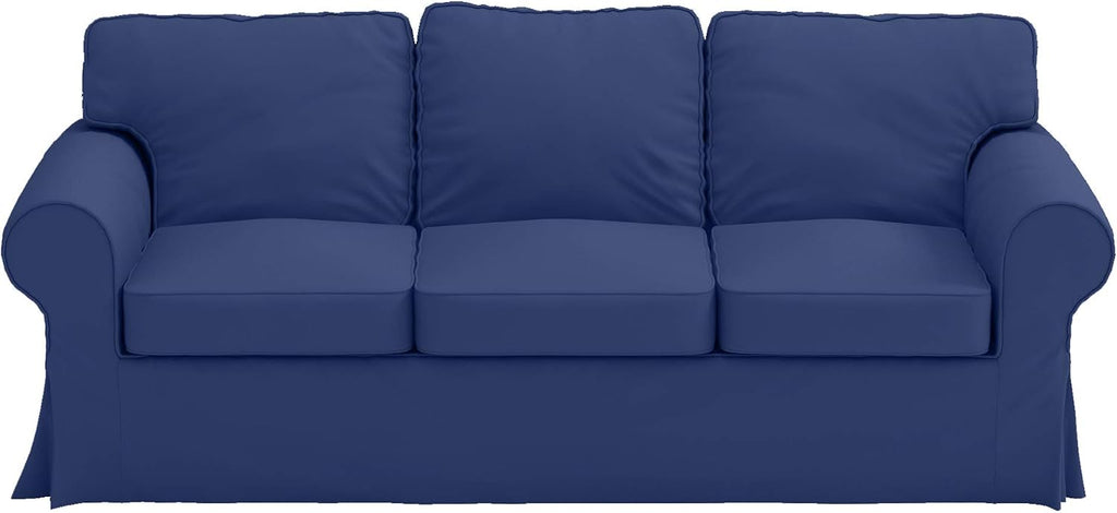 Premium Heavy Cotton Ektorp 3 Seat Sofa Cover Replacement Compatible with IKEA Ektorp Three Sofa Slipcover (Deep Blue)