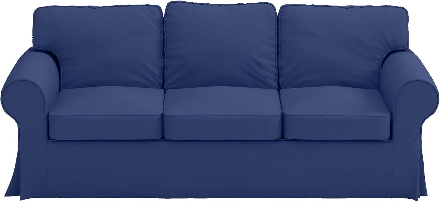 Premium Heavy Cotton Ektorp 3 Seat Sofa Cover Replacement Compatible with IKEA Ektorp Three Sofa Slipcover (Deep Blue)