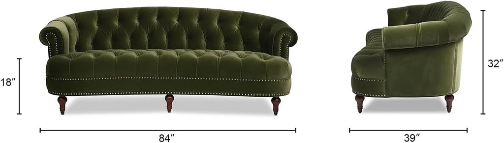 Jennifer Taylor Home La Rosa Victorian Chesterfield Tufted Sofa, Olive Green Performance Velvet