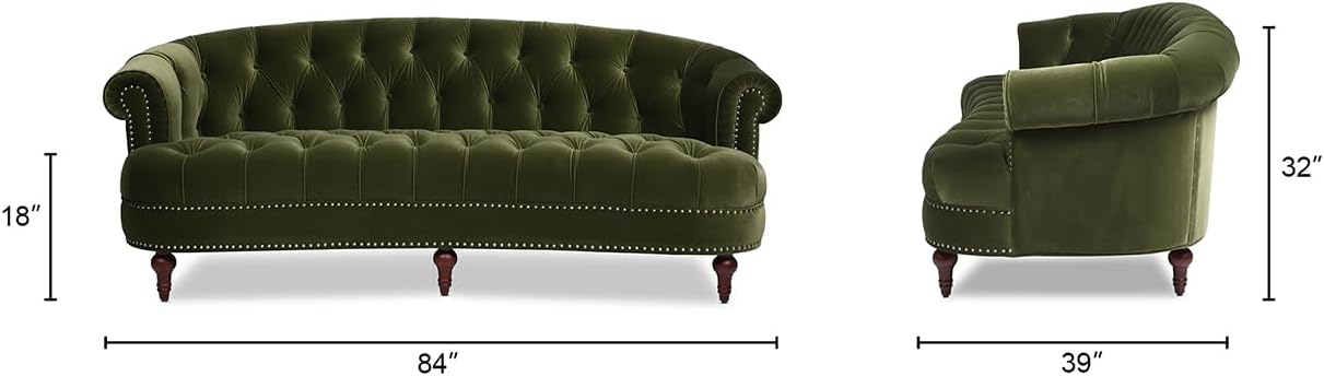 Jennifer Taylor Home La Rosa Victorian Chesterfield Tufted Sofa, Olive Green Performance Velvet