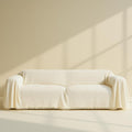 Cloud Like Sofa Cover %100 Pure Cotton, Gauze Couch Covers for Sectional, 3 Seater, 4 Seater Sofa, Extra Large 4 Layered Muslin Natural Fabric, Washable Couch Cover (Cream, 95x150' / 240x380 cm)
