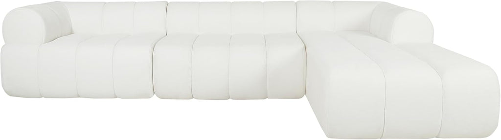Christopher Knight Home Mania 122' Modular L-Shape Sofa Couch with Chaise Lounge, Modern Sectional Sofa Set for Living Room, Boucle Fabric Upholstered Cloud Couch with Deep Seat, Milky White