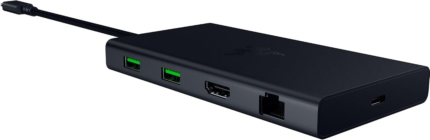Razer USB C Dock: 11-in-1 Portable USB-C Travel Hub, 4K 60Hz HDMI, Ethernet, Card Reader, USB-C & USB-A, 3.5mm Audio,85W PD Charging for Laptop & Tablet, Durable All-Metal Build, PC & Mac - Black