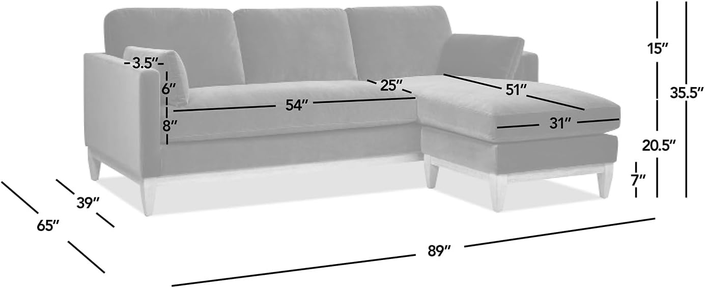 Jennifer Taylor Home Knox 89' Modern Farmhouse Reversible Chaise Sectional Sofa, Olive Green Performance Velvet