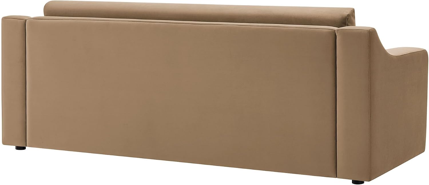 Modway Liora 87 Inch Stain-Resistant Performance Velvet Sofa in Taupe