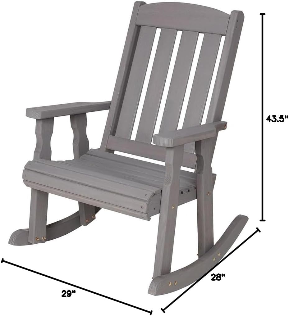 Amish Casual Heavy Duty 600 Lb Mission Pressure Treated Rocking Chair (Semi-Solid Grey Stain)