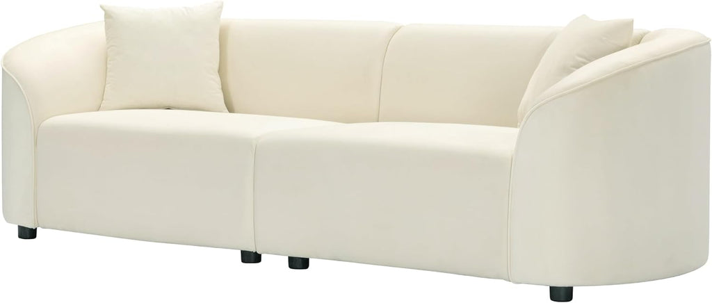 Merax 87' Large Couch, Comfy Upholstered Loveseat with Extra Deep Seats, Velvet Sofa for Living Room Apartment Office, Beige
