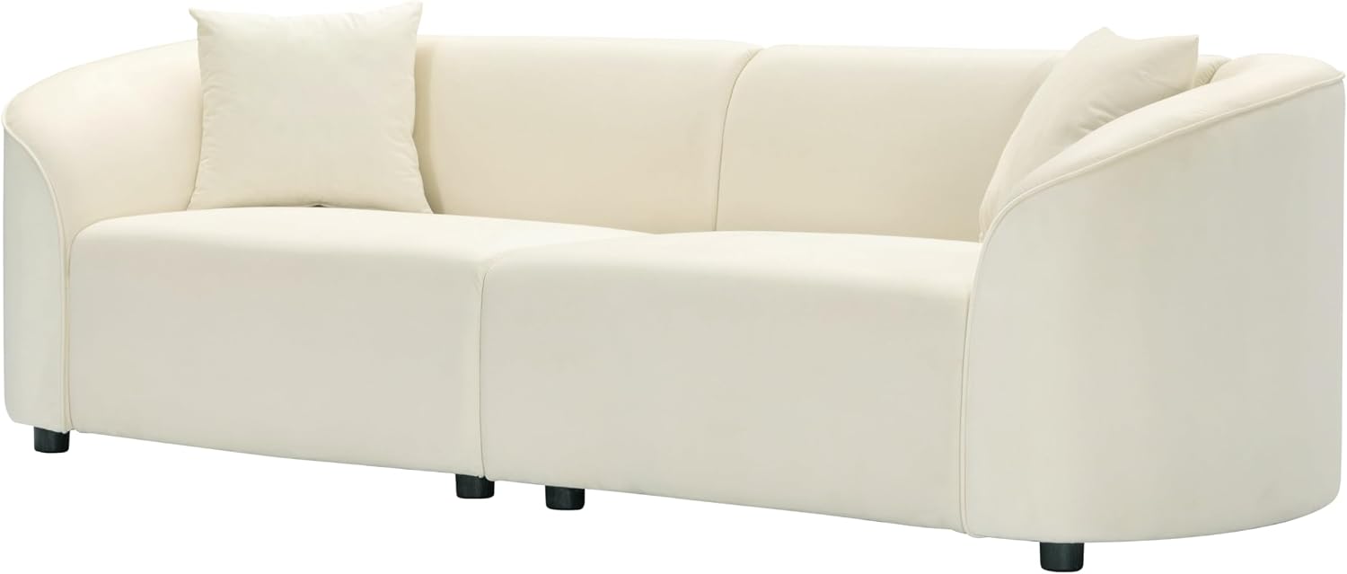 Merax 87' Large Couch, Comfy Upholstered Loveseat with Extra Deep Seats, Velvet Sofa for Living Room Apartment Office, Beige