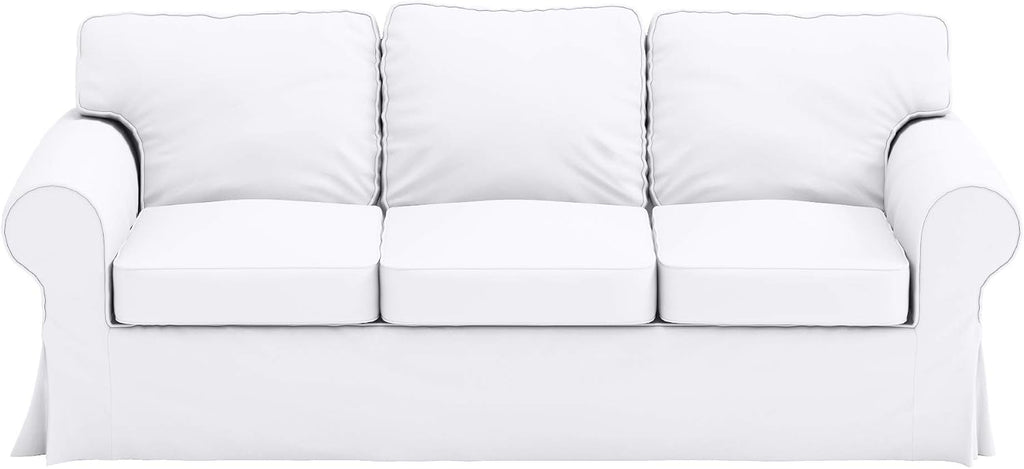 Ektorp 3 Seat Sofa Cotton Cover Replacement Slipcover Compatible with IKEA Ektorp Sofa Cover (White Flax Cotton)