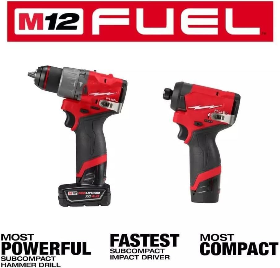 3497-24 for Milwaukee M12 FUEL 4-Tool Combo Kit 3404-20 1/2' Hammer Drill/Driver, 3453-20 1/4' Hex Impact Driver, 2520-20 Recip Saw, 49-24-0146 Work Light