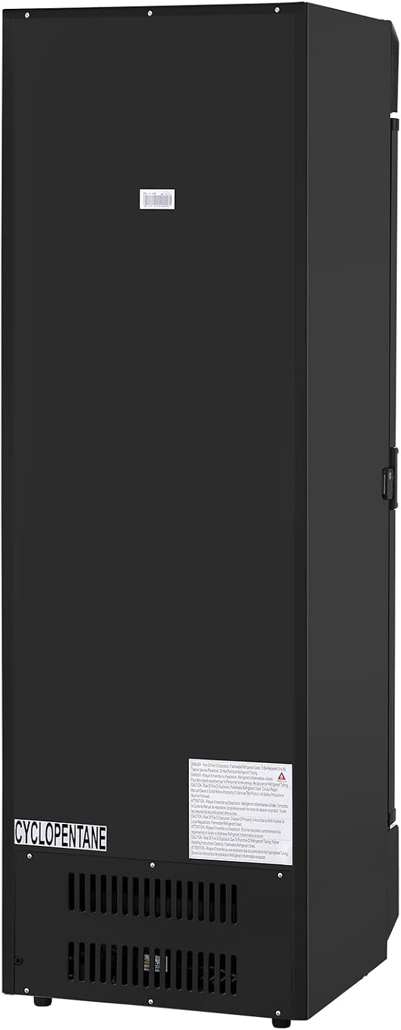 VEVOR Commercial Merchandiser Refrigerator, 13.3 CU.FT Glass Door Display Refrigerator, Beverage Cooler Merchandiser with Adjustable Shelves, Soft LED Light, Customizable Lightbox, Black