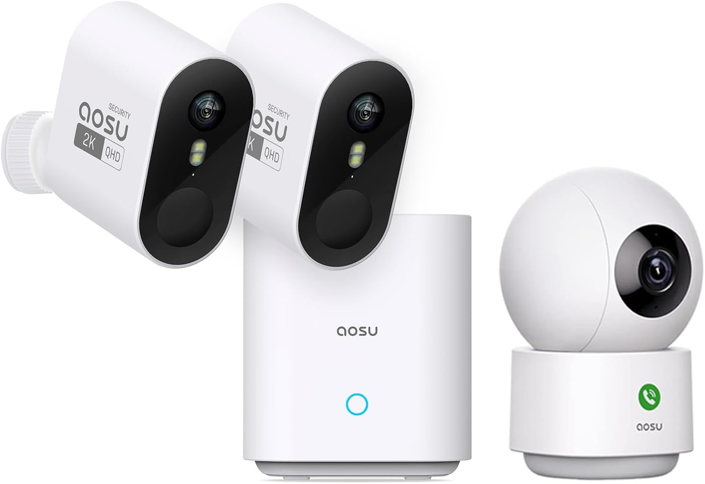 aosu 2K WirelessCam Pro System 2-Cam-Kit + 2K Indoor Camera (Indoor Camera Doesn't Connect to Pro's aosuBase)