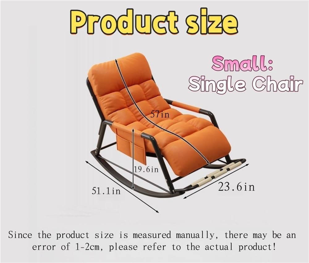 Indoor Outdoor Patio Rocking with Cushion, ChairsOversized Modern Rocker Chairs, Double Papasan Chair, Ergonomic Lounge for Living Room, Bedroom, Patio, Garden (Orange, Small)