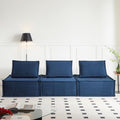 PurrJoys Modular Sectional Sofa, 3-Piece 105' Deep Seat Corduroy Lounge Sofa with Movable Cushions, Modular Couch for Small Spaces, Living Room, Bedroom, Apartment, Office - Blue