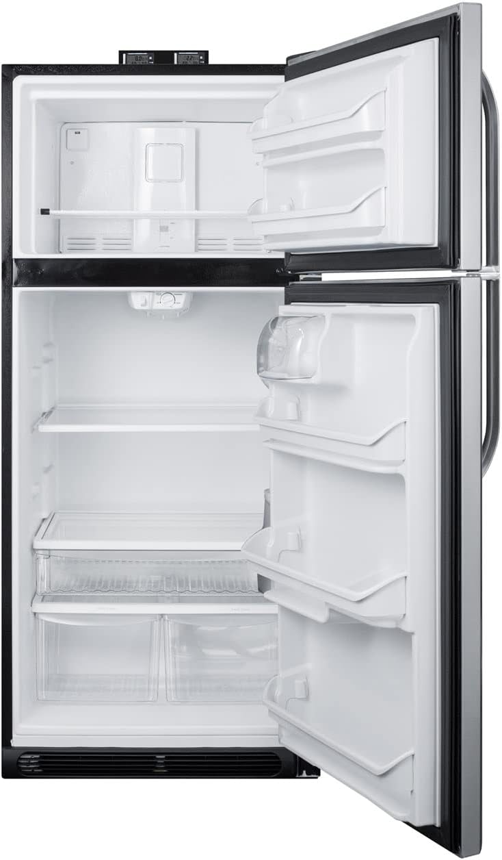 Summit Appliance BKRF21W 30' Wide 21 Cu.Ft. Break Room Refrigerator-Freezer in White with NIST Calibrated Alarm/Thermometers, Interior Light, Adjustable Shelves, Adjustable Thermostat