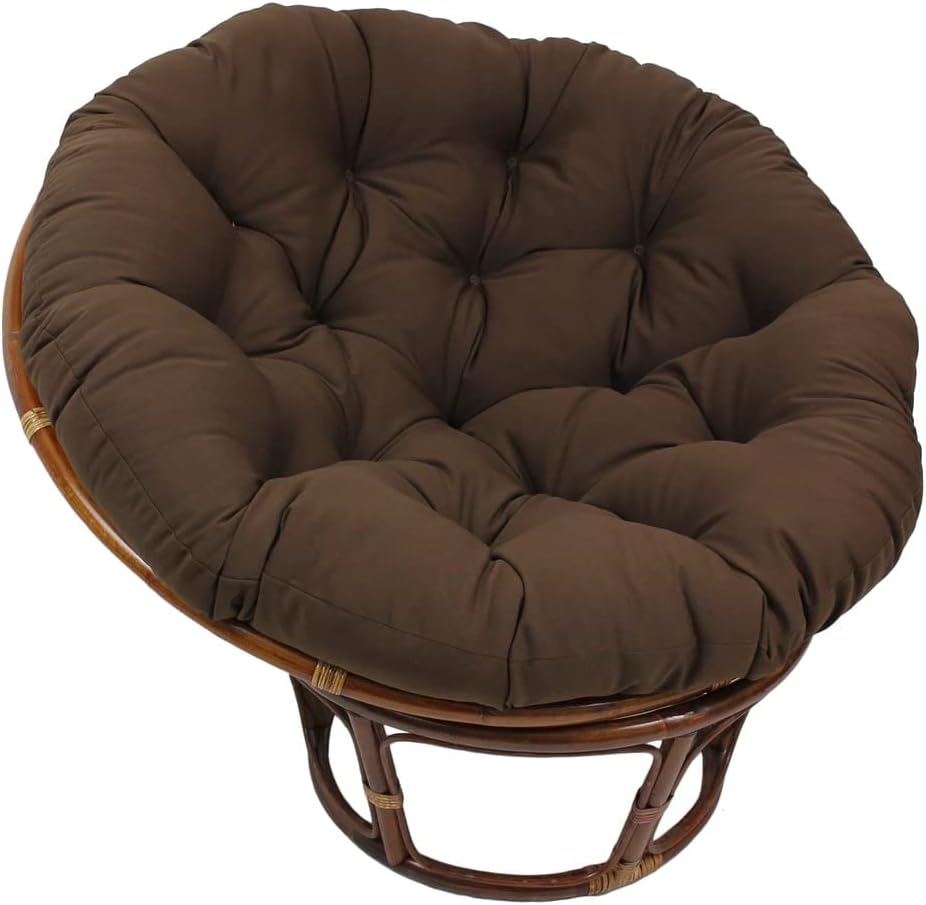 International Caravan Furniture Piece 42-Inch Rattan Papasan Chair with Solid Twill Cushion