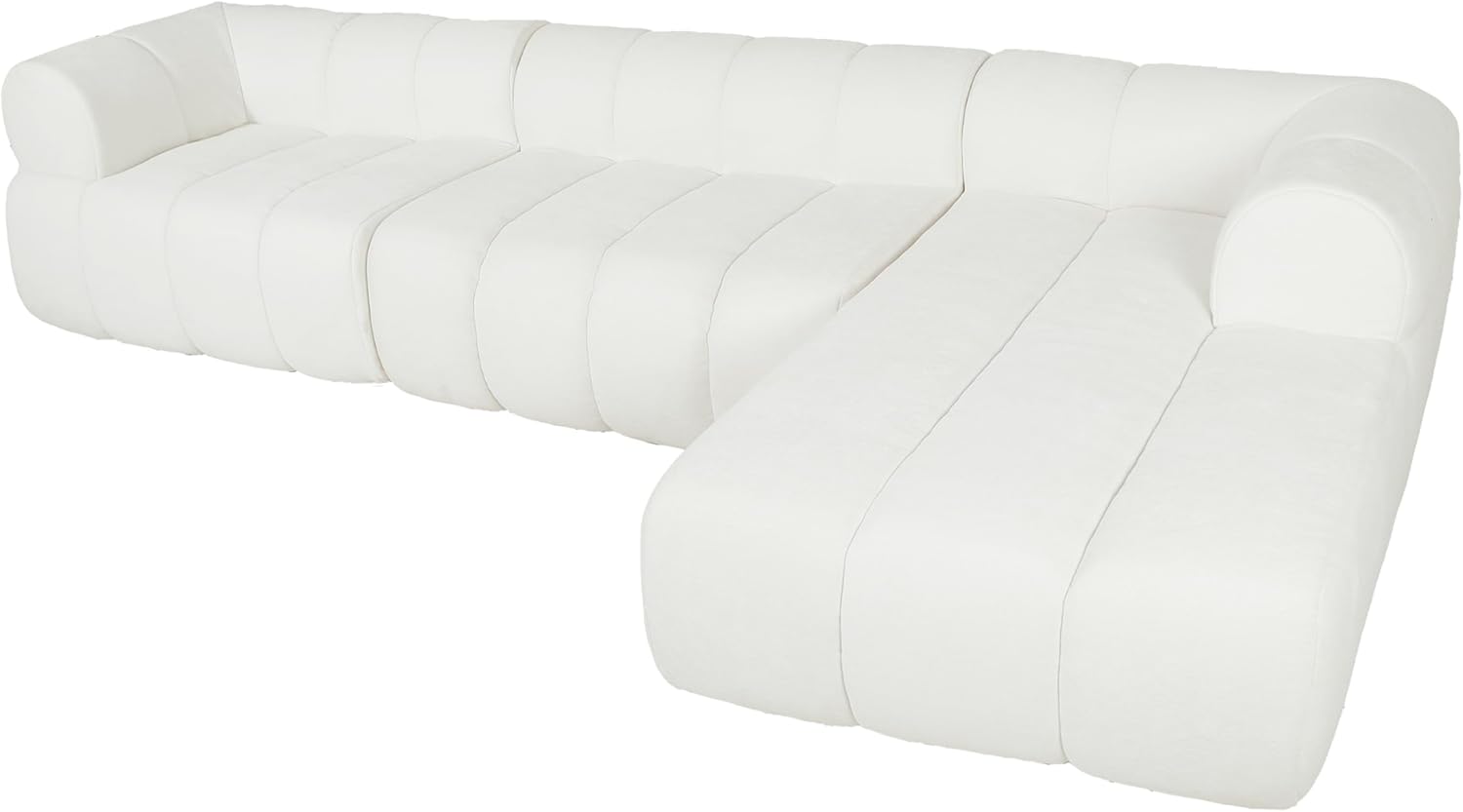 Christopher Knight Home Mania 122' Modular L-Shape Sofa Couch with Chaise Lounge, Modern Sectional Sofa Set for Living Room, Boucle Fabric Upholstered Cloud Couch with Deep Seat, Milky White