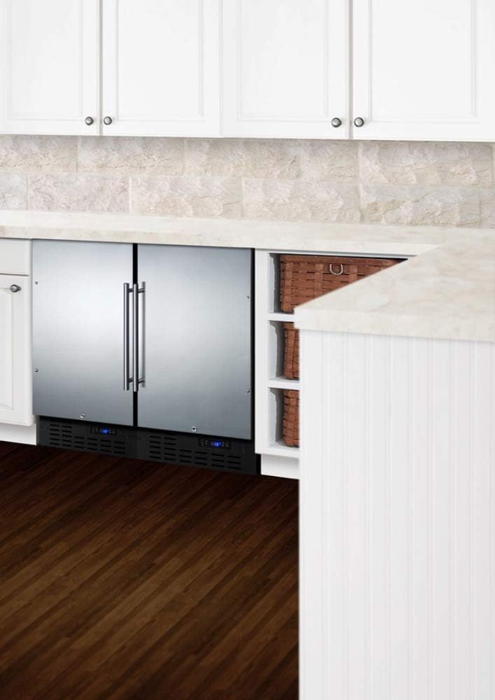 Summit Appliance FF1843BSSADA ADA Compliant 18' Wide Built-in Undercounter All-refrigerator with Stainless Steel Door, Black Cabinet, Digital Thermostat, Automatic Defrost and Front Lock