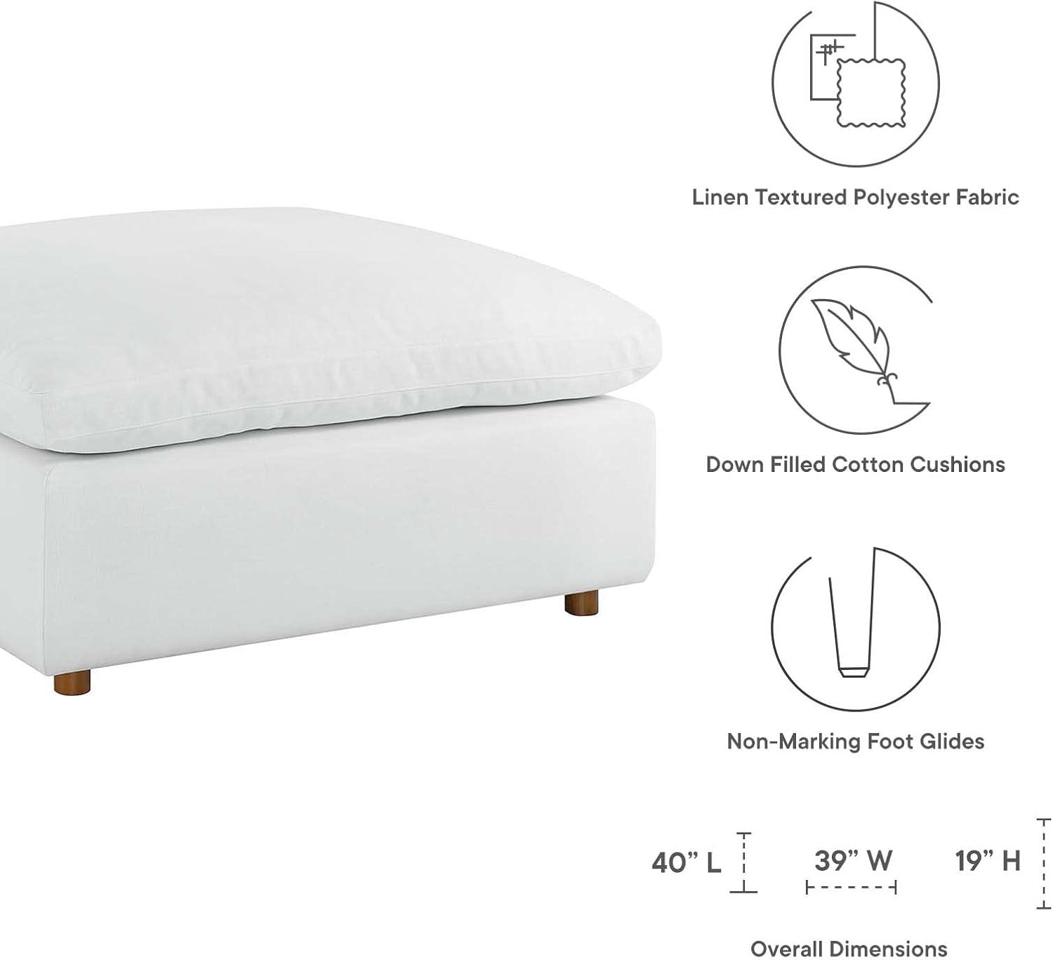 Modway Commix Down-Filled Overstuffed Upholstered 4-Piece Sectional Sofa