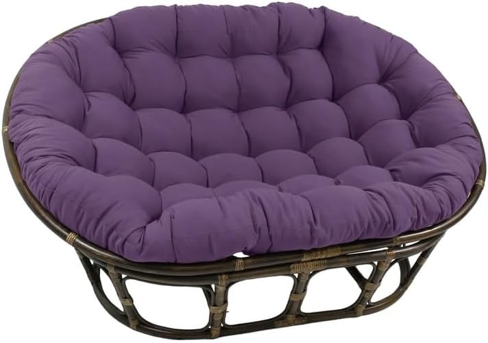 Maykoosh Rattan Double Papasan Chair with Twill Cushion - Bohemian Style Seating Grape