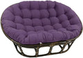 Maykoosh Rattan Double Papasan Chair with Twill Cushion - Bohemian Style Seating Grape