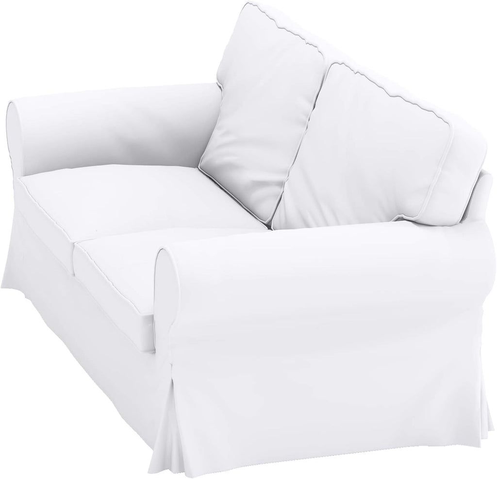 Cotton Ektorp Loveseat Cover Replacement is Made Compatible for IKEA Ektorp Loveseat Sofa Slipcover(White Loveseat)