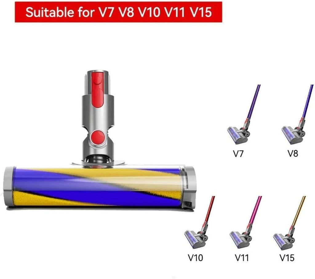 Vacuum Head，Compatible For Dyson V15 V11 V10 V8 V7，Hardwood Floor Soft Roller Brush Dust Detect Replacement Green Light