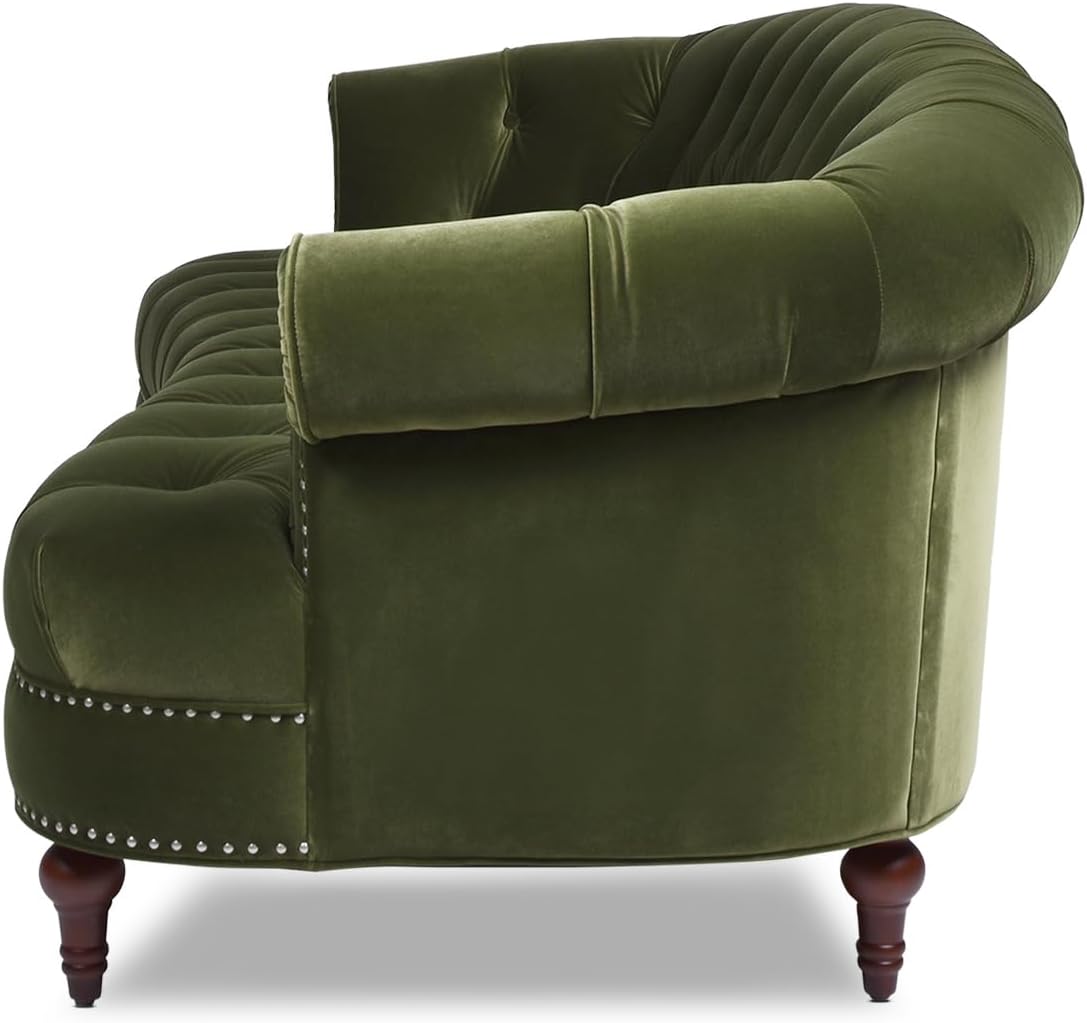 Jennifer Taylor Home La Rosa Victorian Chesterfield Tufted Sofa, Olive Green Performance Velvet