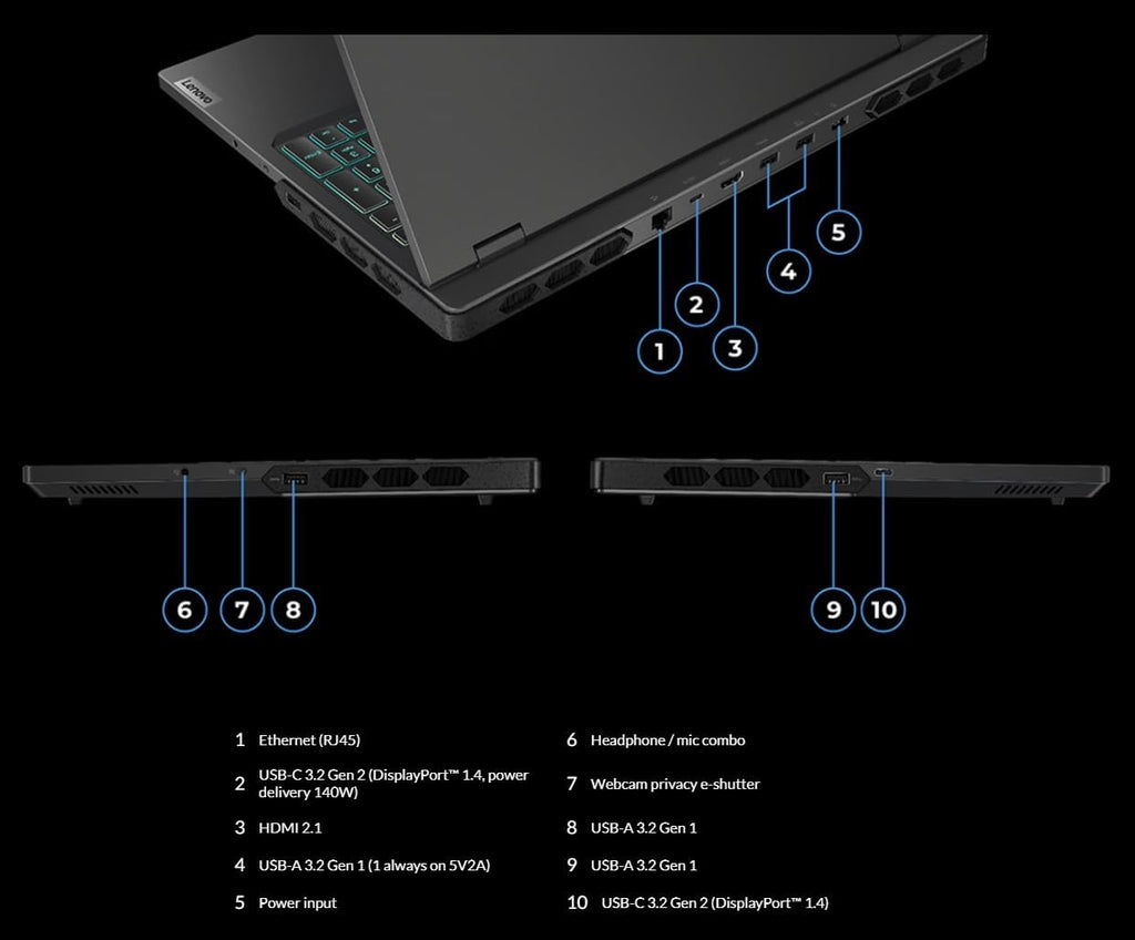 Lenovo Legion Pro 7 Gen 8 AMD 16' Gaming Laptop (2024 Model) AMD Ryzen 9 7945HX 16C, NVIDIA GeForce RTX 4090 16GB, 32GB RAM, 2TB (1TB+1TB) NVMe SSD, 16.0' IPS QHD+ 500 nits 240Hz, Windows 11 Home