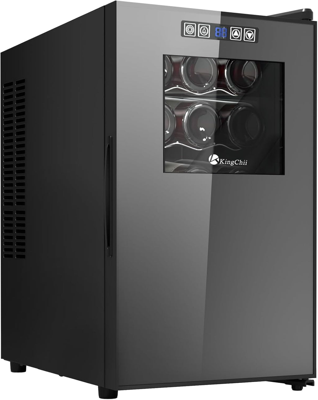 KingChii 18 Bottle Wine Cooler, Freestanding Wine Fridge with Glass Door, Adjustable Shelves & Digital Temperature Display Wine Refrigerator for Red, White, Champagne - Perfect for Home, Kitchen, Bar