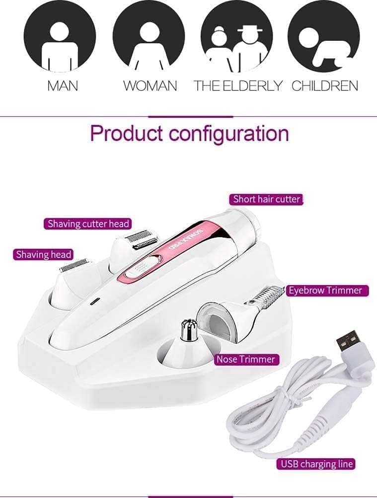 5 in 1 Electric Epilator Set Includes A Shaving Device for Private Parts, A Pubic Knife for The Armpits, A for Cutting The Eyebrows - Precise Hair Removal