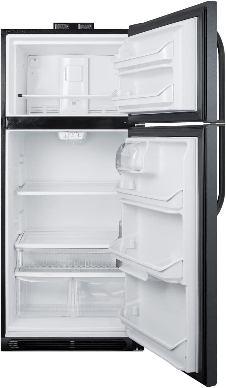 Summit Appliance BKRF21W 30' Wide 21 Cu.Ft. Break Room Refrigerator-Freezer in White with NIST Calibrated Alarm/Thermometers, Interior Light, Adjustable Shelves, Adjustable Thermostat