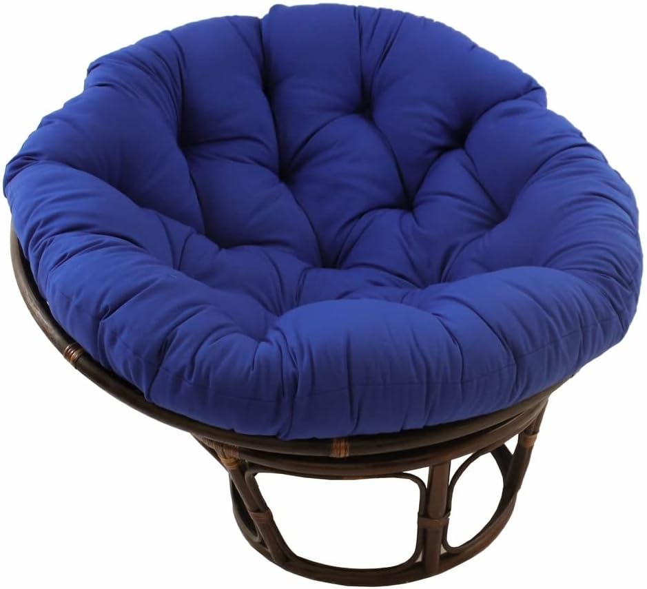 International Caravan Furniture Piece 42-Inch Rattan Papasan Chair with Solid Twill Cushion