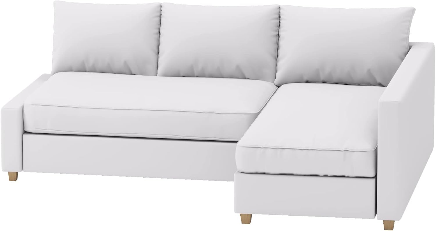 Durable Polyester Flax Friheten Sleeper Sofa Cover Replacement is Compatible with IKEA Friheten Sofa Bed, Or Corner, Or Sectional Slipcover. Sofa Cover Only (White Left Long)
