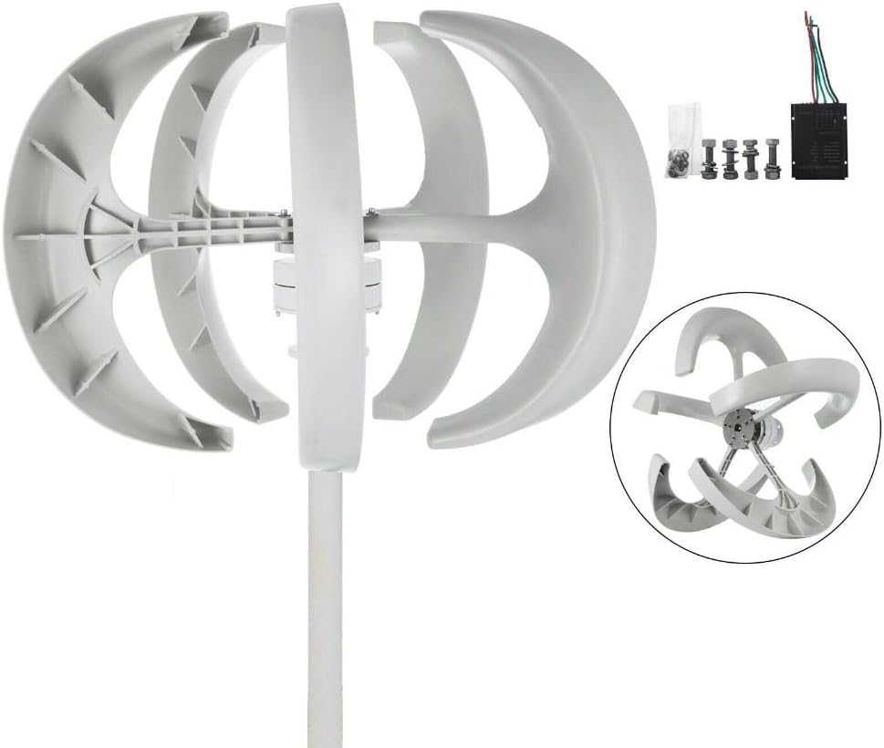 600W Vertical Axis Wind Turbine, 12V Brushless Generator, DIY 5-Blade Windmill, Portable Outdoor Power Generator, Renewable Energy for Home, Eco-Friendly Energy Solution