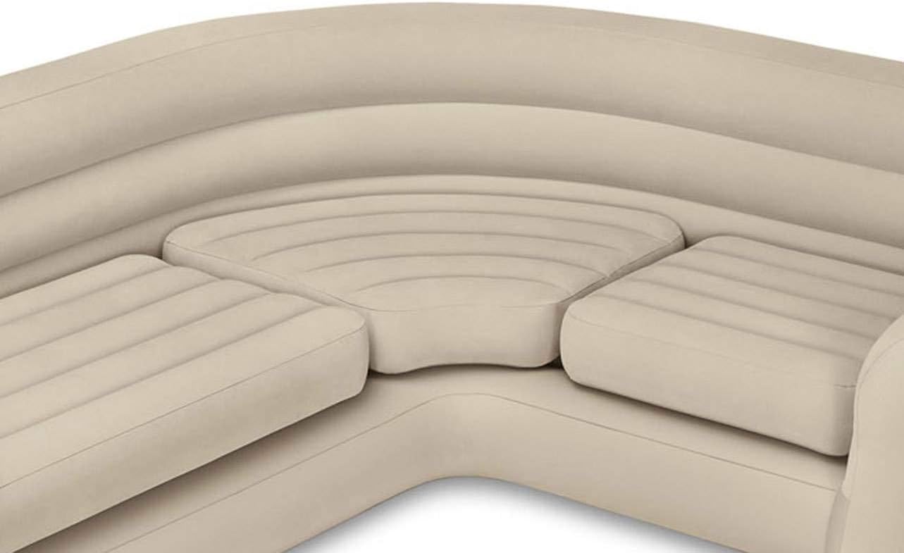 Intex Inflatable Corner Living Room Neutral Sectional Sofa & Lounge Chair Set