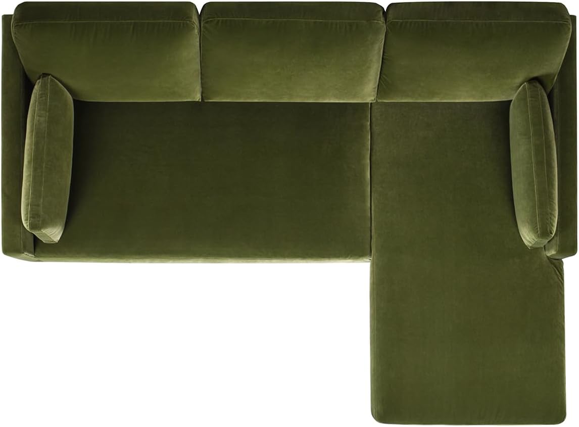 Jennifer Taylor Home Knox 89' Modern Farmhouse Reversible Chaise Sectional Sofa, Olive Green Performance Velvet