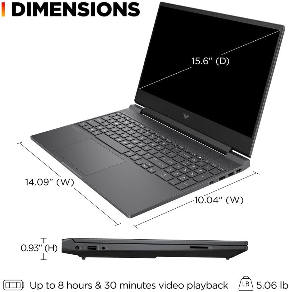 HP Victus 15.6' 144Hz FHD Gaming Laptop,AMD Ryzen 5 7535HS,32GB DDR5 RAM,1TB SSD,AMD Radeon RX 6550M,Beats RTX 2050,Backlit Keyboard,Windows11 Home, Mica Silver