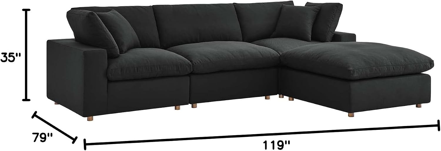 Modway Commix Down-Filled Overstuffed Upholstered 4-Piece Sectional Sofa
