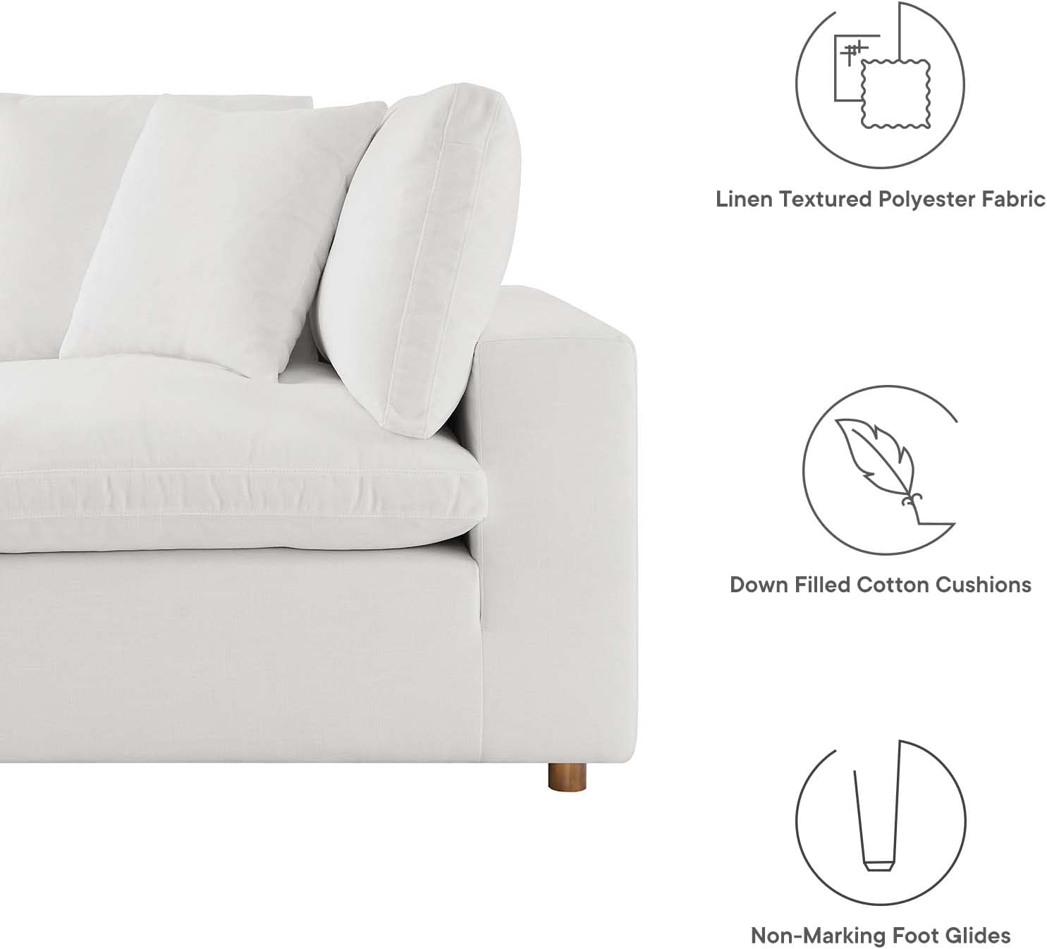 Modway Commix Down-Filled Overstuffed Upholstered 4-Piece Sectional Sofa