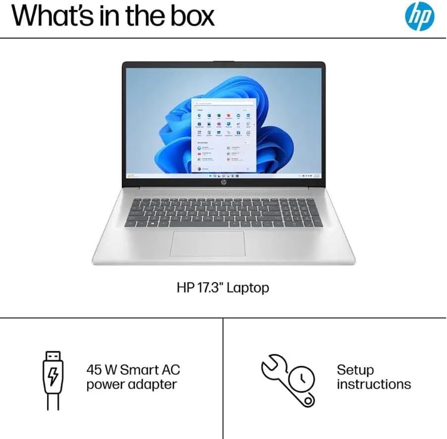 HP 17 Laptop, 17.3' FHD Display, 32GB RAM, 1TB SSD, AMD Ryzen 5 Processor(Beats i7-1165G7, Up to 4.3GHz), Webcam, Numeric Keypad, Long Battery Life, Windows 11 Pro,Silver