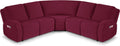 VANSOFY Extra Large Reclining Sectional Couch Covers, Washable 5-Piece Sofa Covers for L Shape Sectional Sofa Corner Seater, Thick, Soft Sofa Slipcovers (5 Seat Recliner Cover, Burgundy)