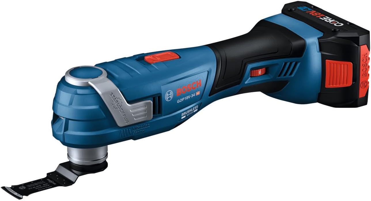 BOSCH GOP18V-34B14 18V Brushless StarlockPlus® Oscillating Multi-Tool Kit with (1) CORE18V® 4 Ah Advanced Power Battery