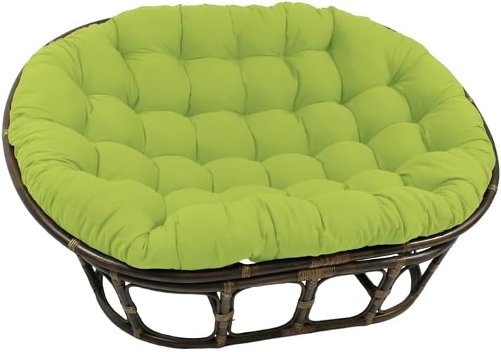 Maykoosh Rattan Double Papasan Chair with Twill Cushion - Bohemian Style Seating Mojito Lime