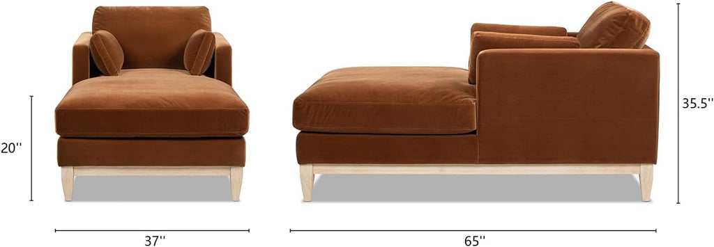 Jennifer Taylor Home Knox 65' Modern Farmhouse Chaise Lounge Chair, Burnt Orange Performance Velvet