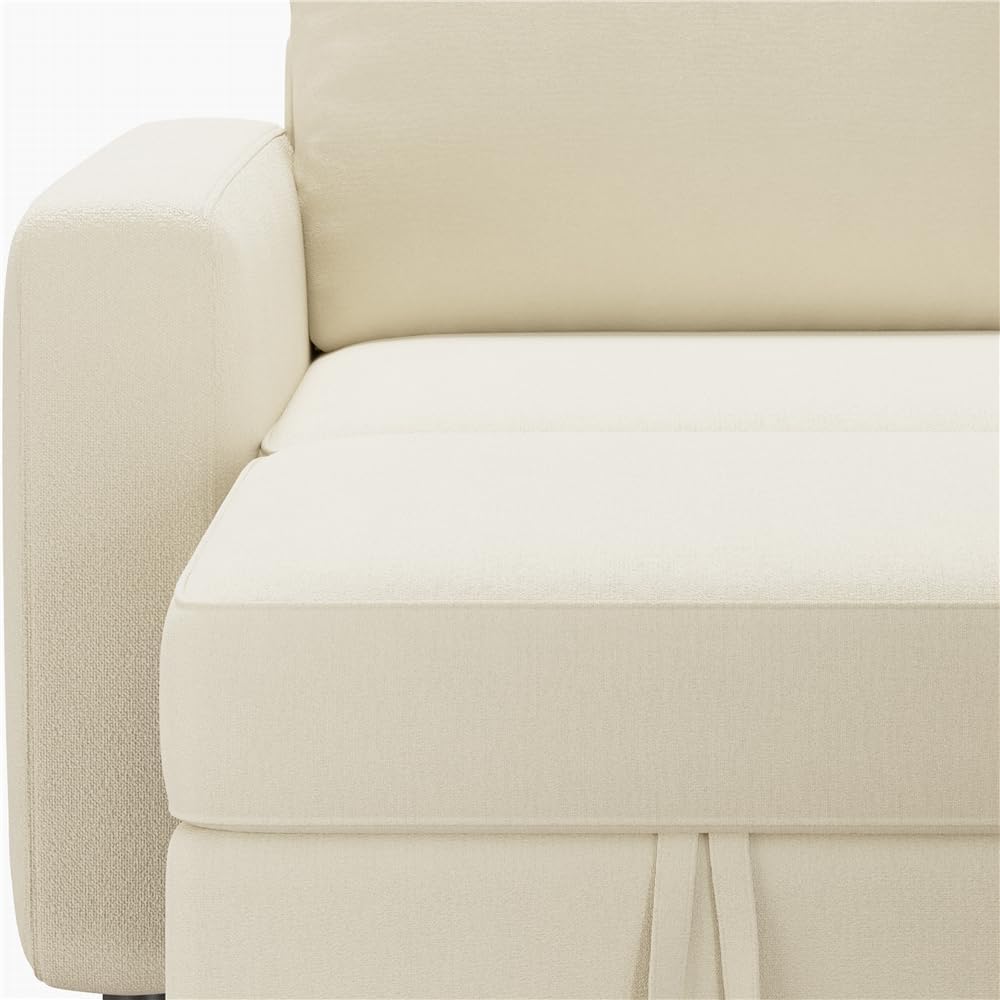 Yaheetech Sectional Sofa L-Shaped Sofa Couch Bed w/Chaise & USB, Reversible Couch Sleeper w/Pull Out Bed & Storage Space Living Room Beige