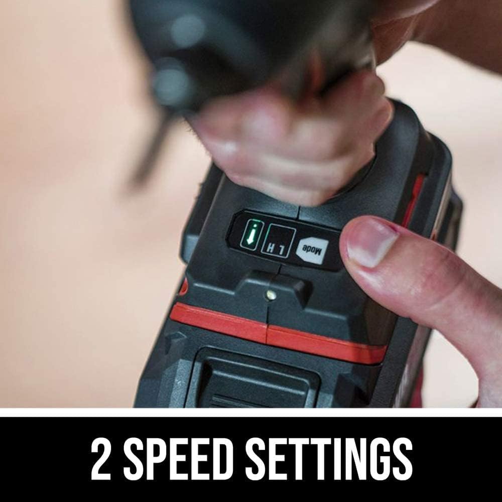 SKIL PWR CORE 20 Brushless 20V Drill Driver & Impact Driver Kit, Includes 2.0Ah Lithium Battery and PWR JUMP Charger - CB743701, Red