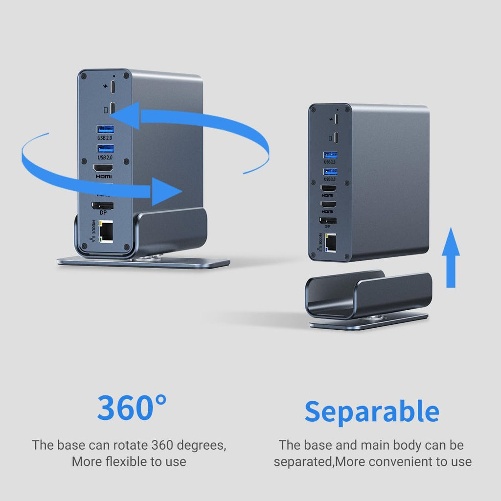 Docking Station for Asus TUF Gaming A17 A18 A15 A16 A14 F15 F17 Dash 15 F15 Gaming Laptop,15-in-1 USB C with 360 ° Rotating Base, 2 * 4K HDMI and 1*DP, 10Gbps USB Port Transfer, RJ45, Audio, SD/TF