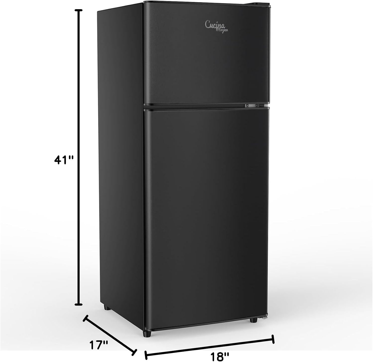 Cucina Magica Mini Fridge with Freezer, 3.8 Cu.Ft Small Fridge, Energy Saving, Low Noise,7 Adjustable Thermostat, Double Door Small Refrigerator for Dorm, Bedroom, Office